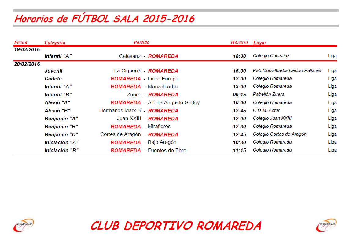 horarios 21 feb